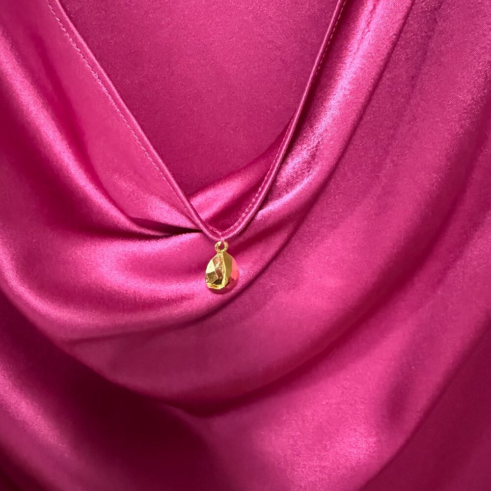 ST. JOHN Women's Satin Fuchsia Pink Jewel Blouse Tank 38 Inch Bust - Picture 6 of 14
